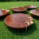 Golden Motif Round Wooden Platters